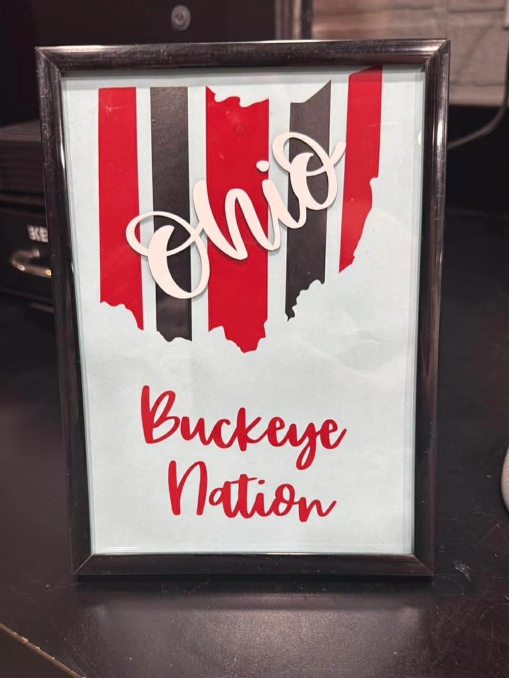 Ohio Buckeye Nation Framed Sign - Red and Black